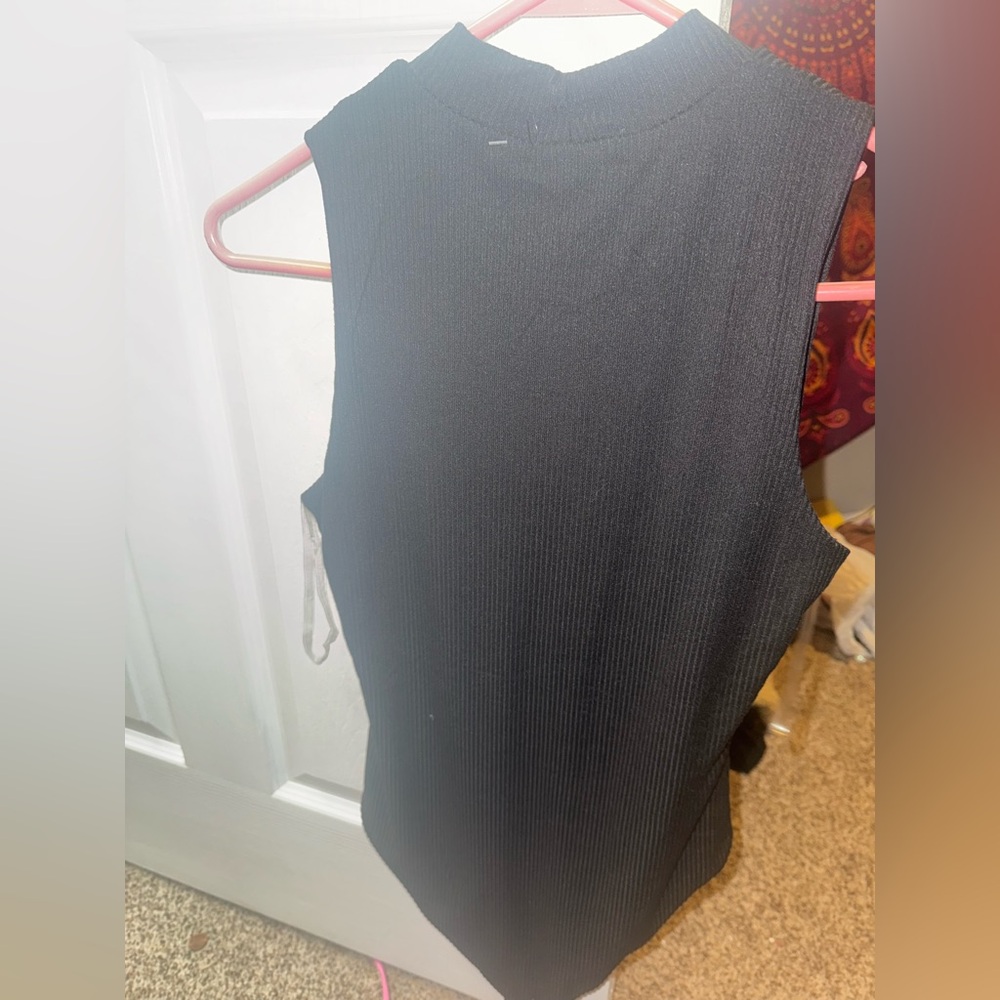 Heart Hips Black Ribbed Sleeveless body suit
